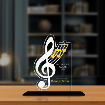 Personalized Best Singer Award Trophy for Gift for Singers, Vocalists, and Musicians Singer Recognition UV Printed Acrylic Trophy
